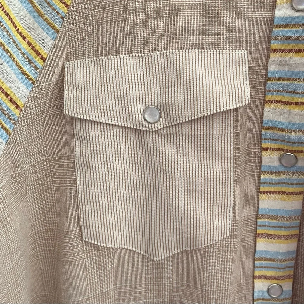 143 Story Long Sleeve Striped Tunic Top Womens Size Medium NWT Linen Cotton Boho - Picture 11 of 16